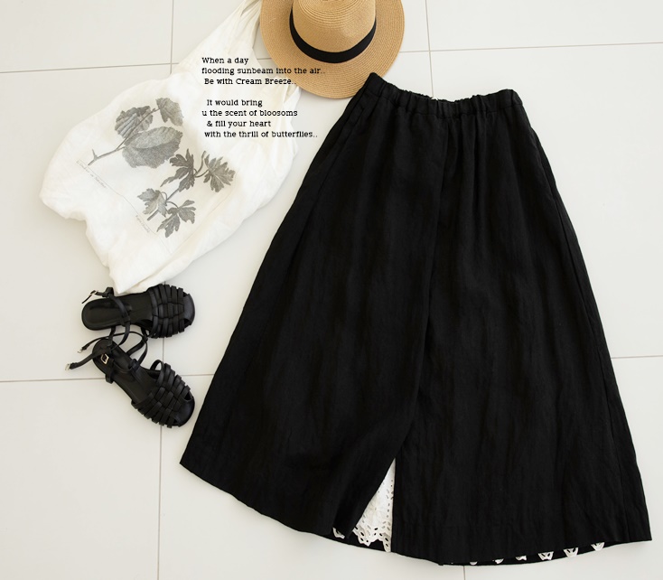 CreamBreeze      Slit flare skirt (블랙)