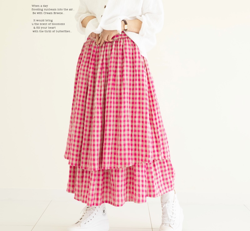 layered skirt [체리핑크 체크]